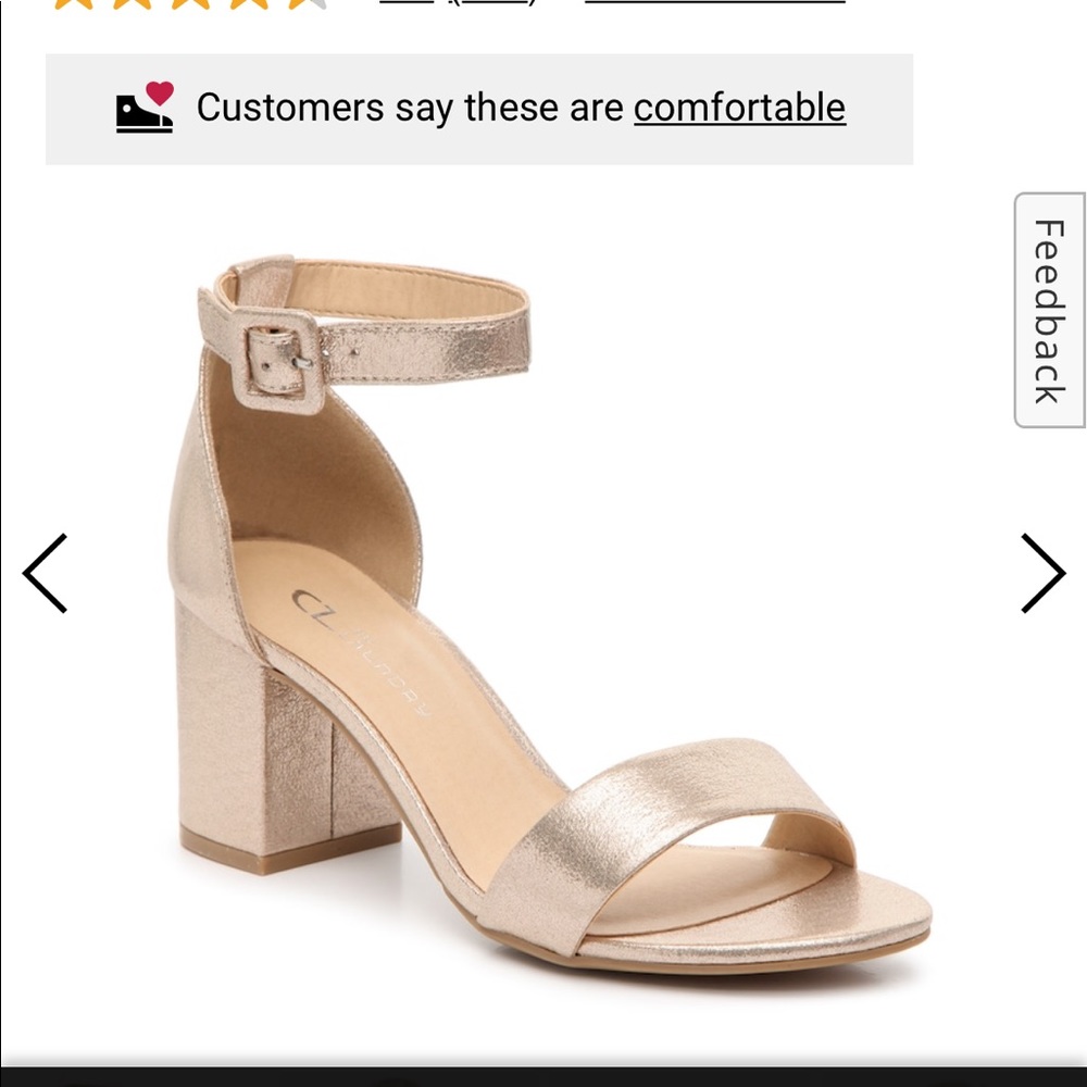 CL by Laundry Gold Block Heel Sandals